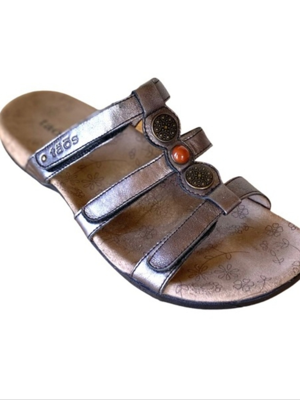 Taos Prize Bronze Meyallic Leather Strappy Sandals Sz 8 EUC